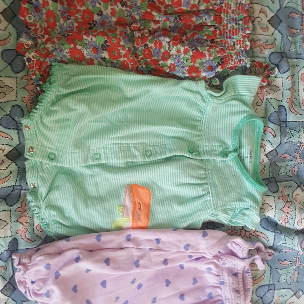 3 baby girl rompers